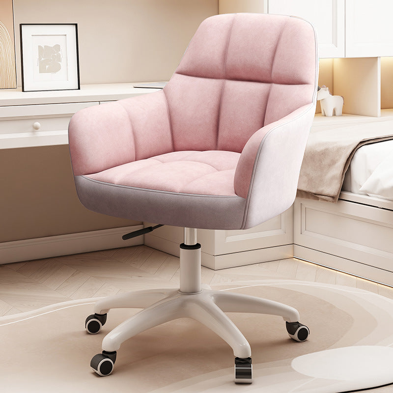 Modern Minimal Velvet Synthetic Fabric Metal Grid Pattern Desk Chair With Backrest & Armrest For Home Office