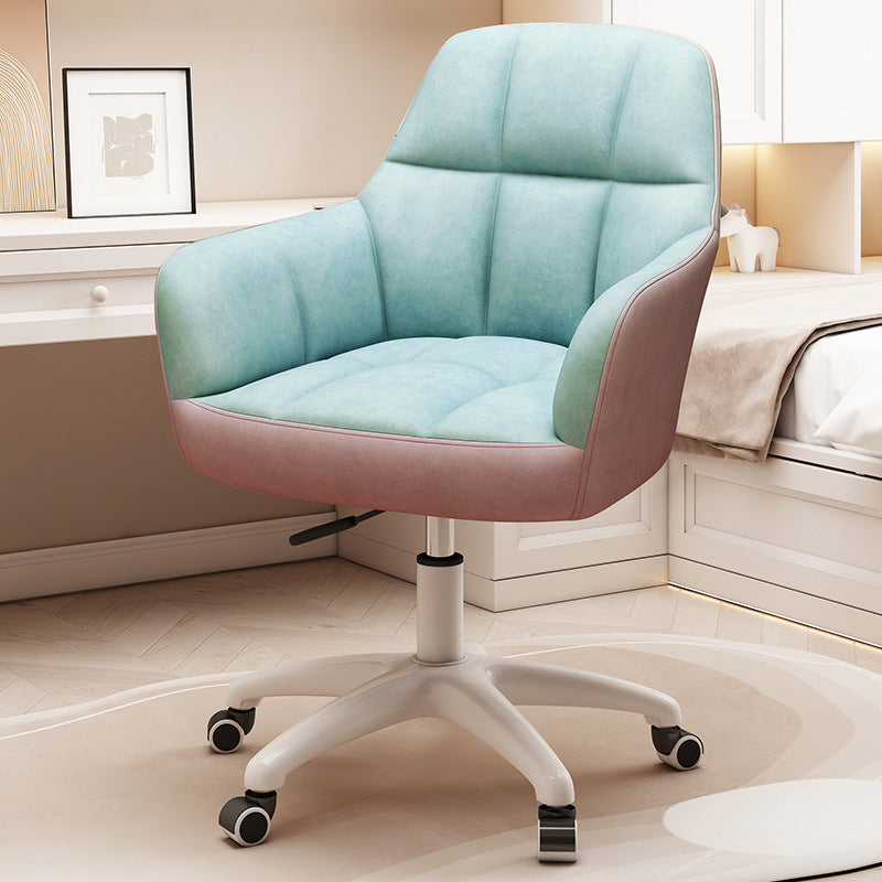 Modern Minimal Velvet Synthetic Fabric Metal Grid Pattern Desk Chair With Backrest & Armrest For Home Office