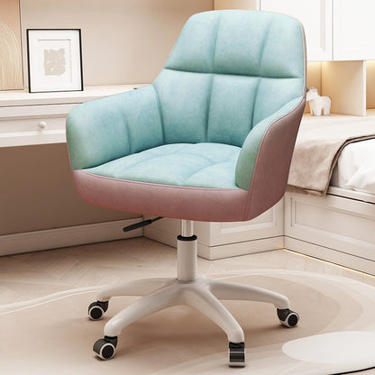 Modern Minimal Velvet Synthetic Fabric Metal Grid Pattern Desk Chair With Backrest & Armrest For Home Office