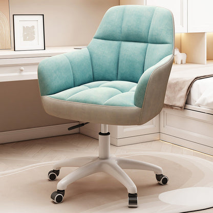 Modern Minimal Velvet Synthetic Fabric Metal Grid Pattern Desk Chair With Backrest & Armrest For Home Office
