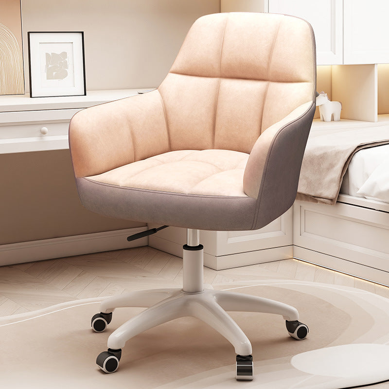 Modern Minimal Velvet Synthetic Fabric Metal Grid Pattern Desk Chair With Backrest & Armrest For Home Office
