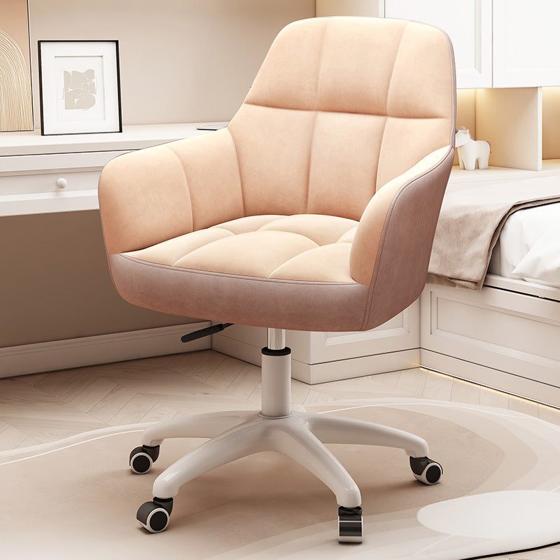Modern Minimal Velvet Synthetic Fabric Metal Grid Pattern Desk Chair With Backrest & Armrest For Home Office