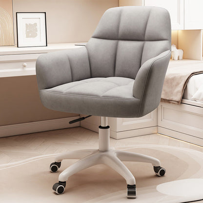 Modern Minimal Velvet Synthetic Fabric Metal Grid Pattern Desk Chair With Backrest & Armrest For Home Office