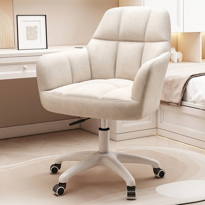 Modern Minimal Velvet Synthetic Fabric Metal Grid Pattern Desk Chair With Backrest & Armrest For Home Office