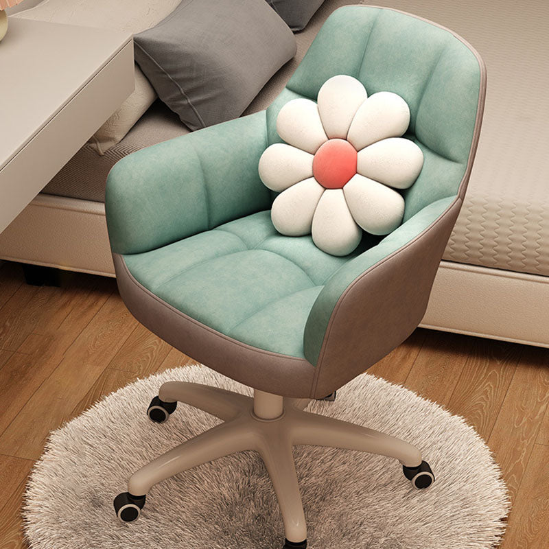 Modern Minimal Velvet Synthetic Fabric Metal Grid Pattern Desk Chair With Backrest & Armrest For Home Office
