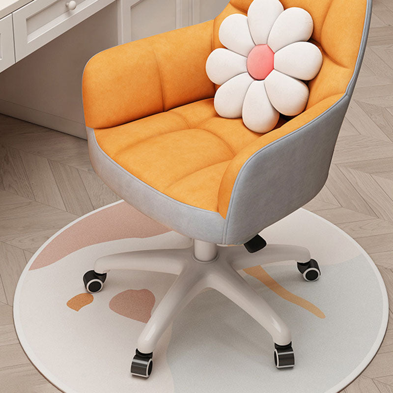 Modern Minimal Velvet Synthetic Fabric Metal Grid Pattern Desk Chair With Backrest & Armrest For Home Office