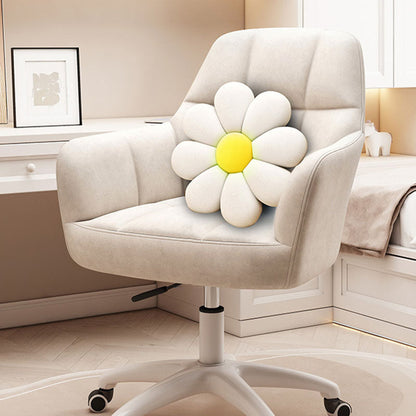 Modern Minimal Velvet Synthetic Fabric Metal Grid Pattern Desk Chair With Backrest & Armrest For Home Office