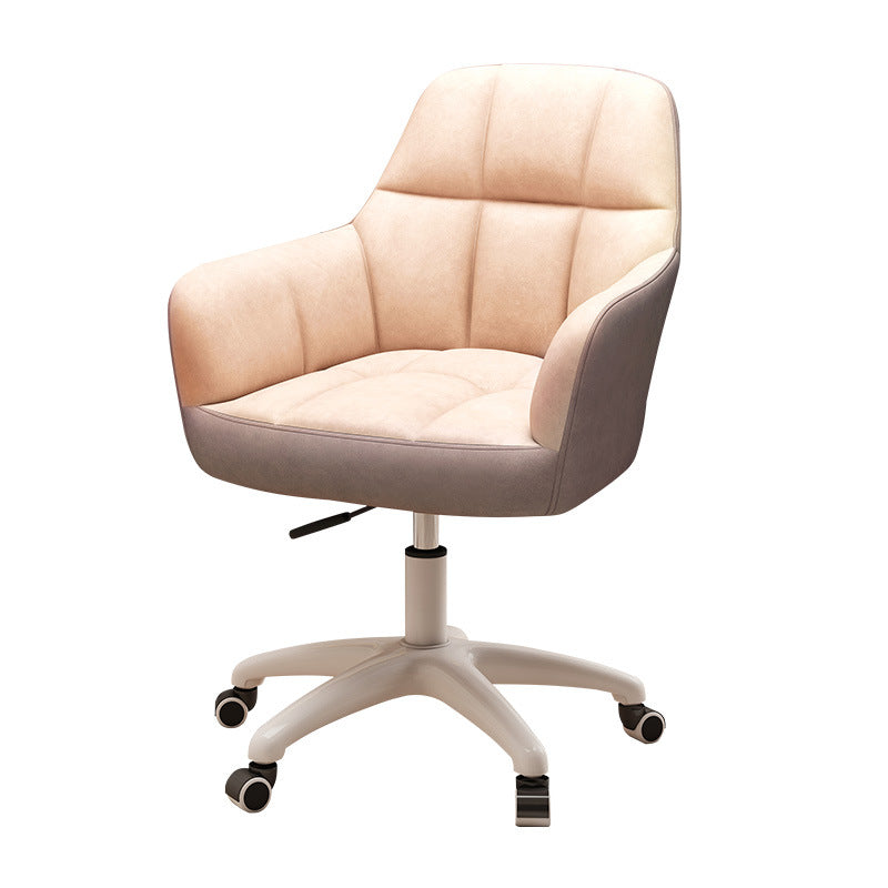 Modern Minimal Velvet Synthetic Fabric Metal Grid Pattern Desk Chair With Backrest & Armrest For Home Office