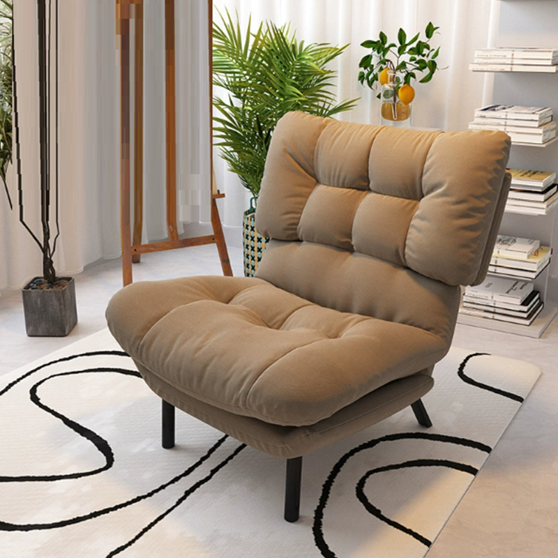 Modern Minimalist Synthetic Fabric Metal Grid Rectangle Accent Chair With Backrest For Living Room