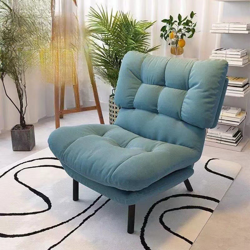 Modern Minimalist Synthetic Fabric Metal Grid Rectangle Accent Chair With Backrest For Living Room
