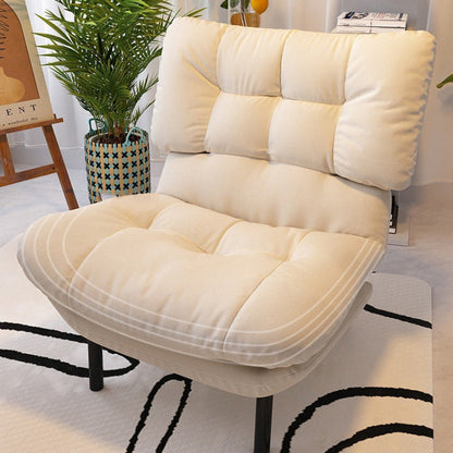 Modern Minimalist Synthetic Fabric Metal Grid Rectangle Accent Chair With Backrest For Living Room