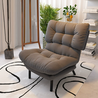 Modern Minimalist Synthetic Fabric Metal Grid Rectangle Accent Chair With Backrest For Living Room