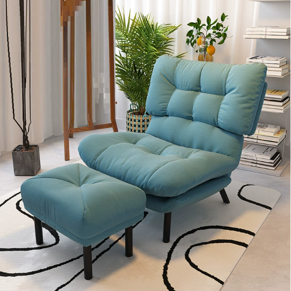 Modern Minimalist Synthetic Fabric Metal Grid Rectangle Accent Chair With Backrest For Living Room