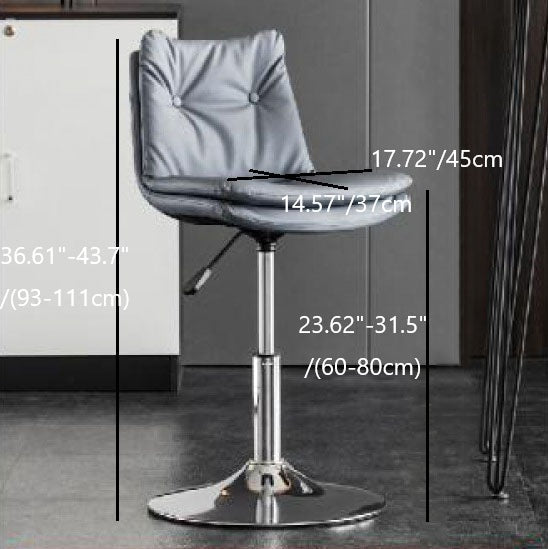 Modern Minimalist Faux Nappa Leather Iron Curved Square Bar Stool With Backrest For Dining Room