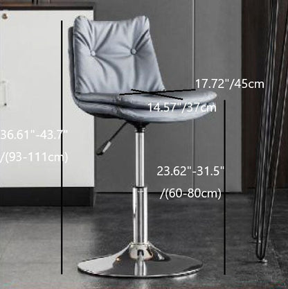 Modern Minimalist Faux Nappa Leather Iron Curved Square Bar Stool With Backrest For Dining Room