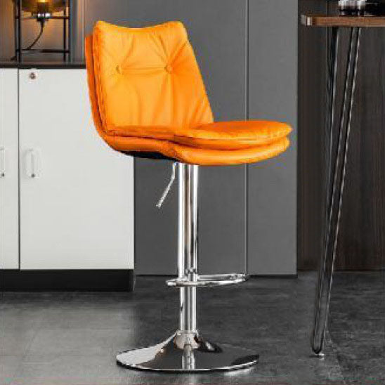Modern Minimalist Faux Nappa Leather Iron Curved Square Bar Stool With Backrest For Dining Room