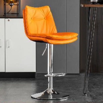 Modern Minimalist Faux Nappa Leather Iron Curved Square Bar Stool With Backrest For Dining Room