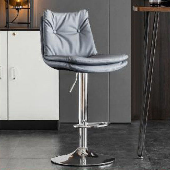 Modern Minimalist Faux Nappa Leather Iron Curved Square Bar Stool With Backrest For Dining Room