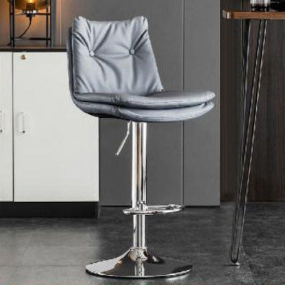 Modern Minimalist Faux Nappa Leather Iron Curved Square Bar Stool With Backrest For Dining Room