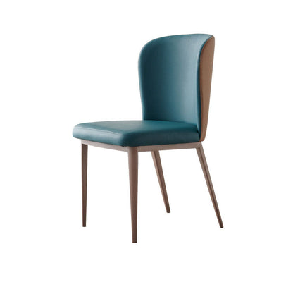 Contemporary Scandinavian PU Leather Carbon Steel Curved Square Dining Chair With Backrest For Dining Room