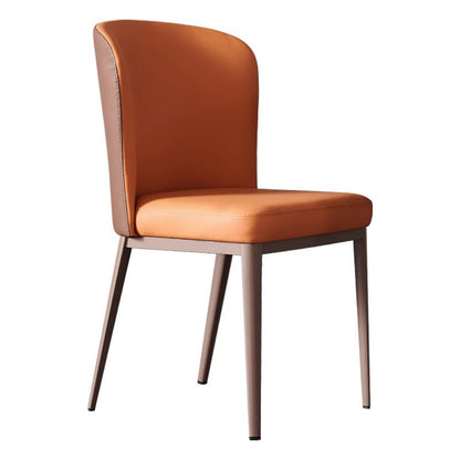 Contemporary Scandinavian PU Leather Carbon Steel Curved Square Dining Chair With Backrest For Dining Room