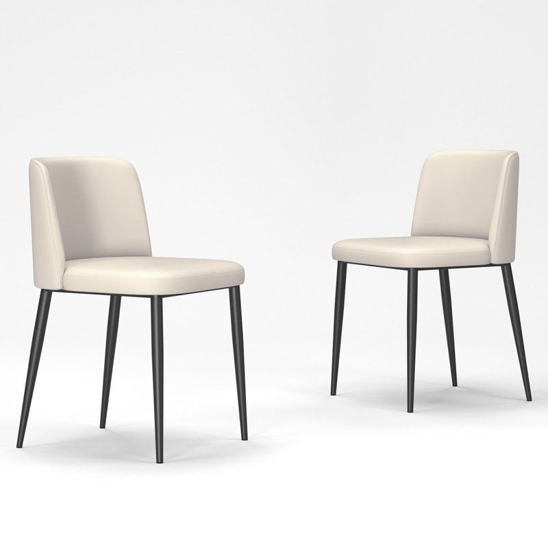 Contemporary Scandinavian Fabric Faux Leather Carbon Steel Curved Dining Chair With Backrest For Dining Room