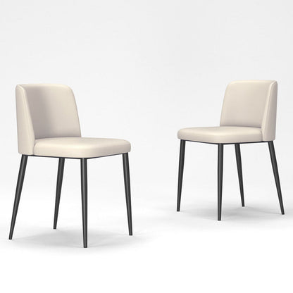 Contemporary Scandinavian Fabric Faux Leather Carbon Steel Curved Dining Chair With Backrest For Dining Room