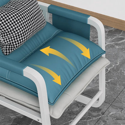 Modern Minimalist Synthetic Fabric Metal Rectangular Accent Chair With Adjustable Backrest & Armrests For Living Room
