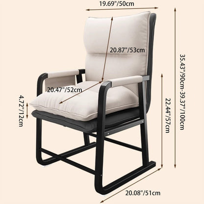 Modern Minimalist Synthetic Fabric Metal Rectangular Accent Chair With Adjustable Backrest & Armrests For Living Room