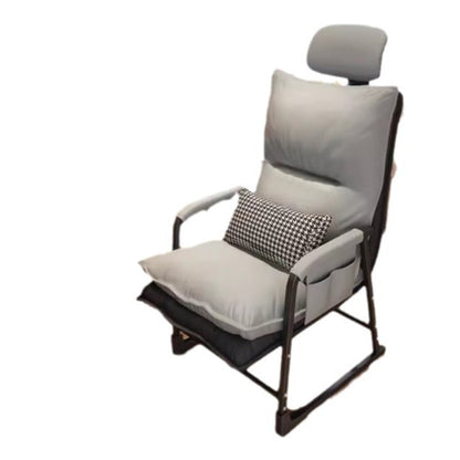 Modern Minimalist Synthetic Fabric Metal Rectangular Accent Chair With Adjustable Backrest & Armrests For Living Room