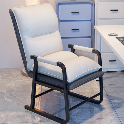 Modern Minimalist Synthetic Fabric Metal Rectangular Accent Chair With Adjustable Backrest & Armrests For Living Room