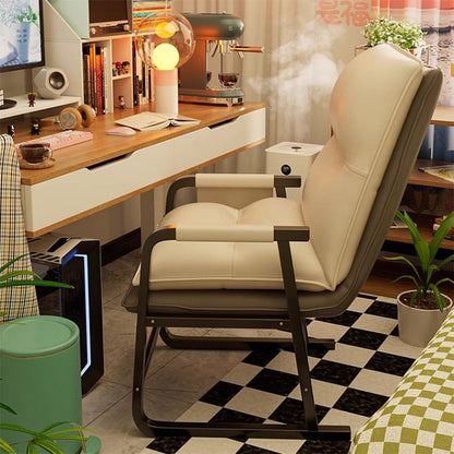 Modern Minimalist Synthetic Fabric Metal Rectangular Accent Chair With Adjustable Backrest & Armrests For Living Room
