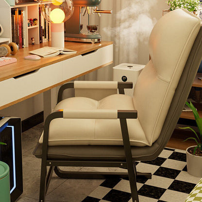 Modern Minimalist Synthetic Fabric Metal Rectangular Accent Chair With Adjustable Backrest & Armrests For Living Room