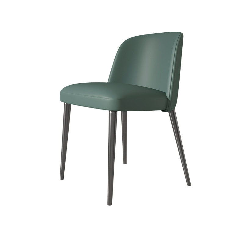 Contemporary Scandinavian Faux Nappa Leather Carbon Steel Curved Square Dining Chair With Backrest For Dining Room