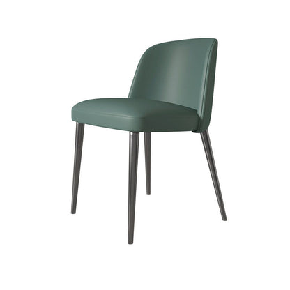 Contemporary Scandinavian Faux Nappa Leather Carbon Steel Curved Square Dining Chair With Backrest For Dining Room