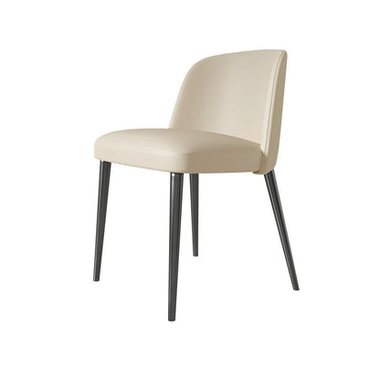 Contemporary Scandinavian Faux Nappa Leather Carbon Steel Curved Square Dining Chair With Backrest For Dining Room