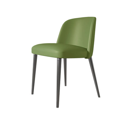 Contemporary Scandinavian Faux Nappa Leather Carbon Steel Curved Square Dining Chair With Backrest For Dining Room