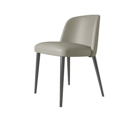 Contemporary Scandinavian Faux Nappa Leather Carbon Steel Curved Square Dining Chair With Backrest For Dining Room