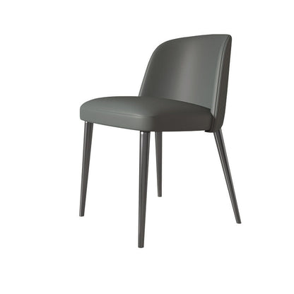 Contemporary Scandinavian Faux Nappa Leather Carbon Steel Curved Square Dining Chair With Backrest For Dining Room