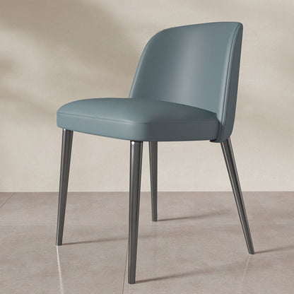 Contemporary Scandinavian Faux Nappa Leather Carbon Steel Curved Square Dining Chair With Backrest For Dining Room