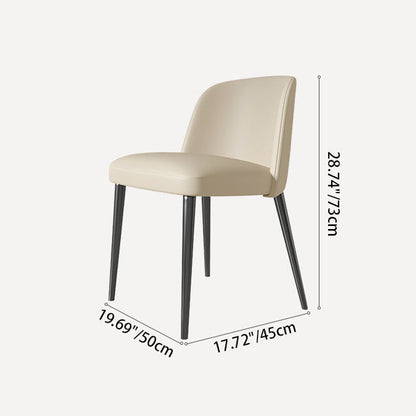 Contemporary Scandinavian Faux Nappa Leather Carbon Steel Curved Square Dining Chair With Backrest For Dining Room