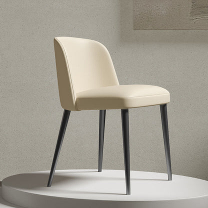 Contemporary Scandinavian Faux Nappa Leather Carbon Steel Curved Square Dining Chair With Backrest For Dining Room