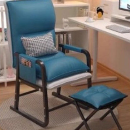 Modern Minimalist Synthetic Fabric Metal Trapezoid Desk Chair With Backrest Armrest For Home Office