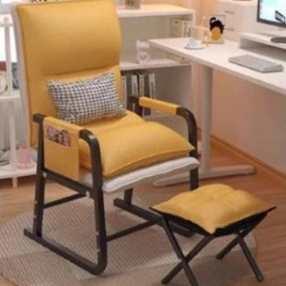 Modern Minimalist Synthetic Fabric Metal Trapezoid Desk Chair With Backrest Armrest For Home Office