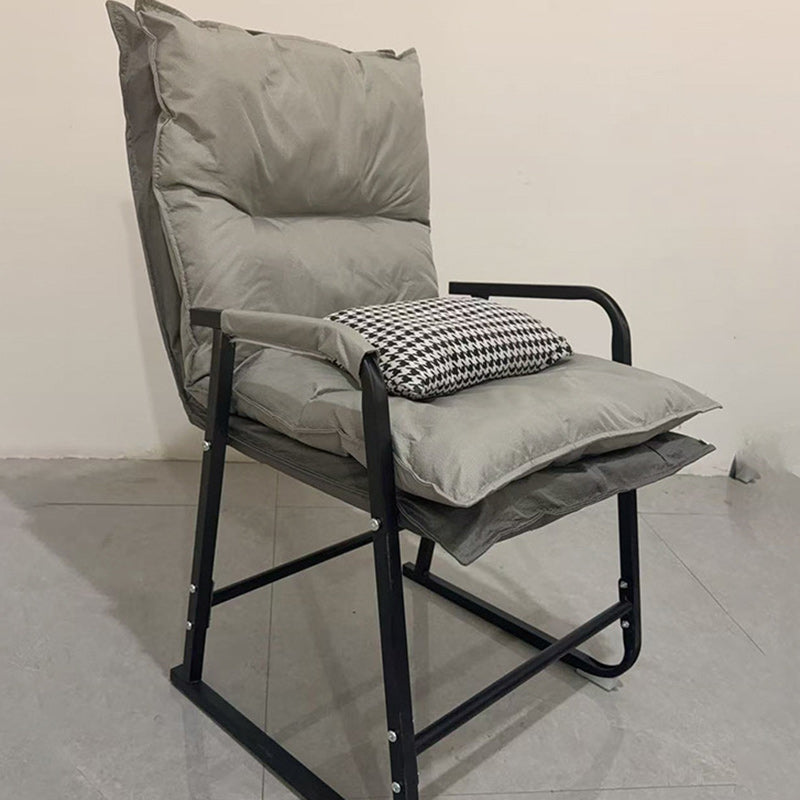 Modern Minimalist Synthetic Fabric Metal Trapezoid Desk Chair With Backrest Armrest For Home Office