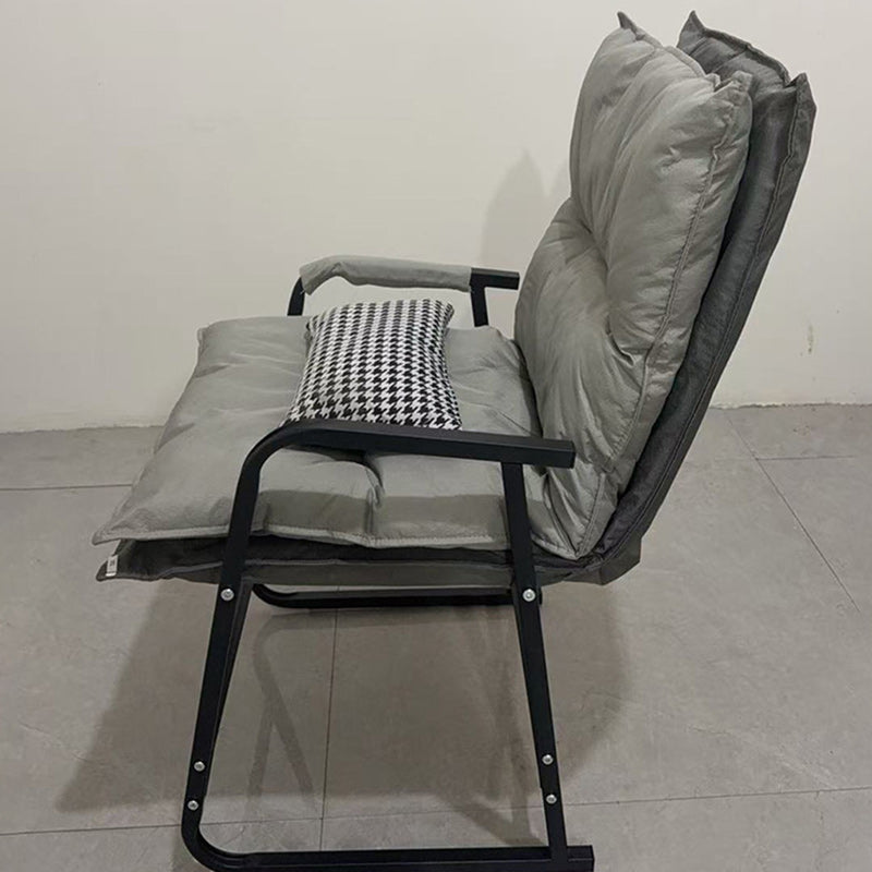 Modern Minimalist Synthetic Fabric Metal Trapezoid Desk Chair With Backrest Armrest For Home Office
