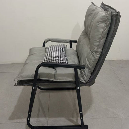 Modern Minimalist Synthetic Fabric Metal Trapezoid Desk Chair With Backrest Armrest For Home Office
