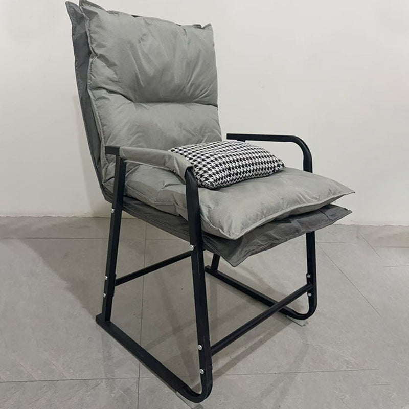 Modern Minimalist Synthetic Fabric Metal Trapezoid Desk Chair With Backrest Armrest For Home Office