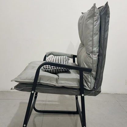 Modern Minimalist Synthetic Fabric Metal Trapezoid Desk Chair With Backrest Armrest For Home Office