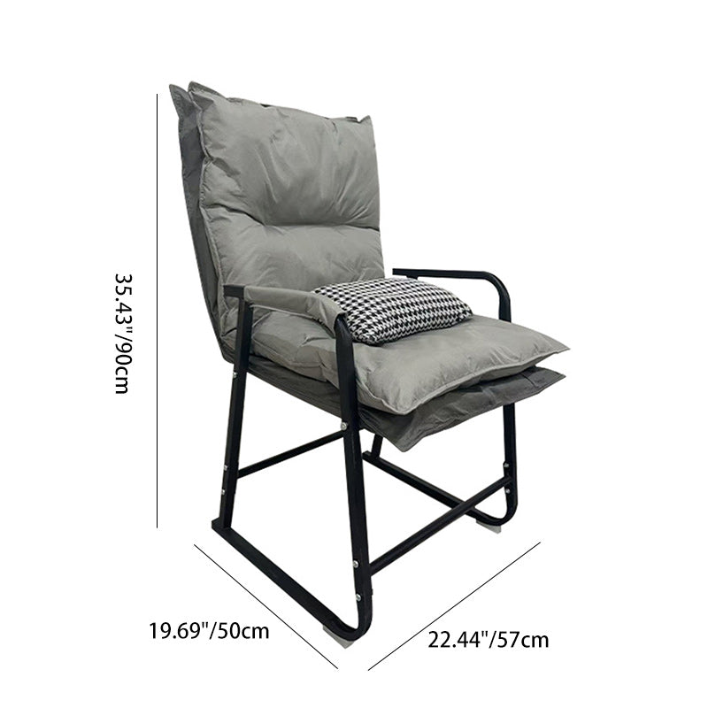 Modern Minimalist Synthetic Fabric Metal Trapezoid Desk Chair With Backrest Armrest For Home Office